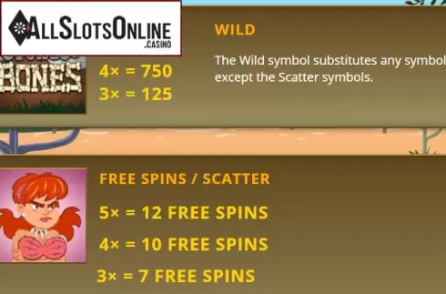 Paytable 1. Stones and Bones from Saucify