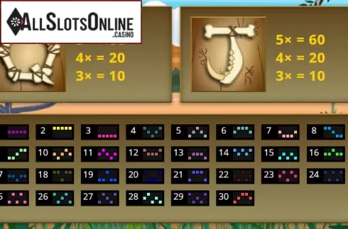 Paytable 4. Stones and Bones from Saucify