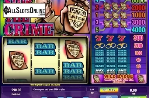 Reel screen. Stop The Crime from Tom Horn Gaming