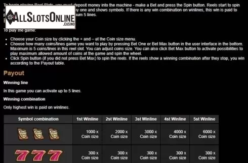 Paytable 1. Stop The Crime from Tom Horn Gaming