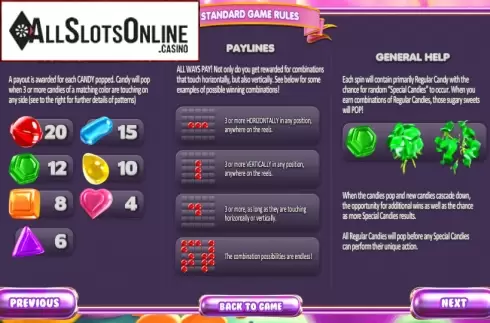 Paytable 1. SugarPop from Betsoft