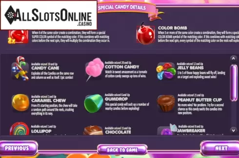 Paytable 2. SugarPop from Betsoft