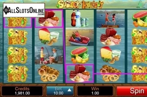 Win screen. Summer Holiday from Microgaming