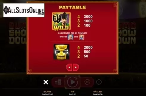 Paytable . Sumo Showdown from OneTouch