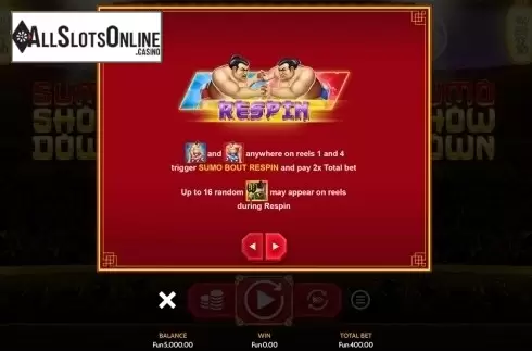 Paytable 4. Sumo Showdown from OneTouch
