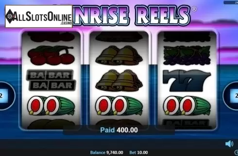 Win screen. Sunrise Reels from Realistic