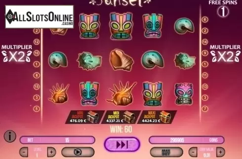 Multiplier screen . Sunset (Fugaso) from Fugaso