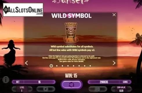 Paytable 1. Sunset (Fugaso) from Fugaso