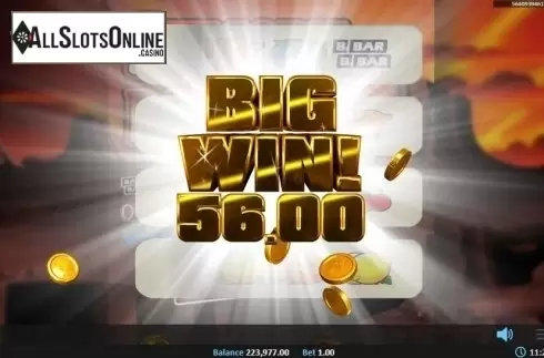 Win Screen. Sunset Reels Pull Tab from Realistic