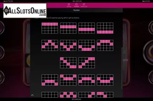 Paylines screen. Super 7 Deluxe from Spearhead Studios