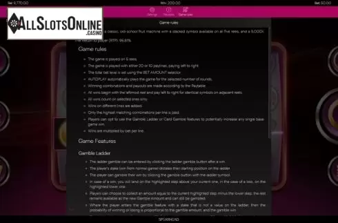 Rules screen 01. Super 7 Deluxe from Spearhead Studios