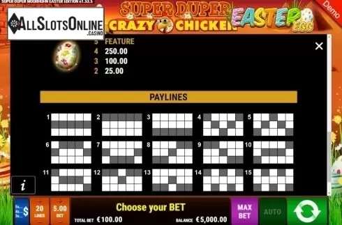 Lines. Super Duper Crazy Chicken Easter Egg from Gamomat