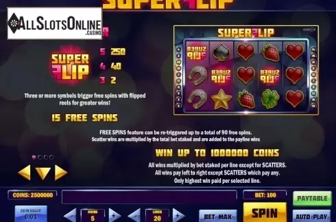 Paytable 1. Super Flip from Play'n Go