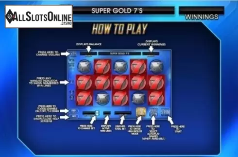 Paytable 2. Super Gold Sevens from CR Games