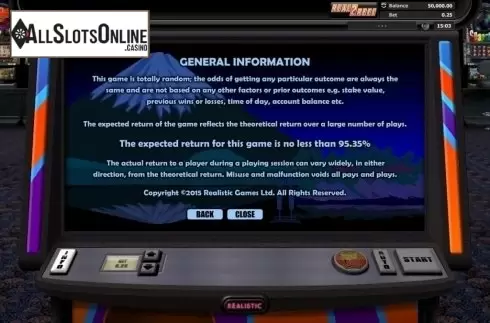 Paytable 5. Super Graphics Super Lucky from Realistic