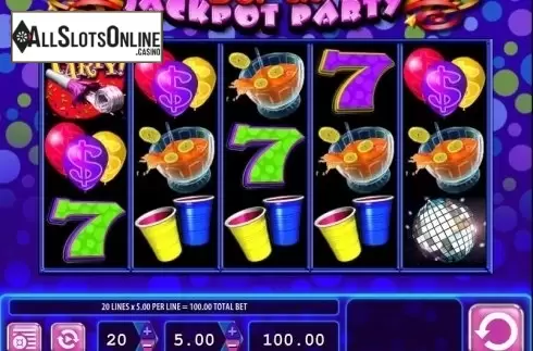 Reels screen. Super Jackpot Party from WMS
