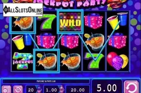 Wild Win screen. Super Jackpot Party from WMS