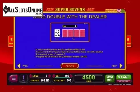 Card Doule Screen. Super Sevens (Belatra Games) from Belatra Games