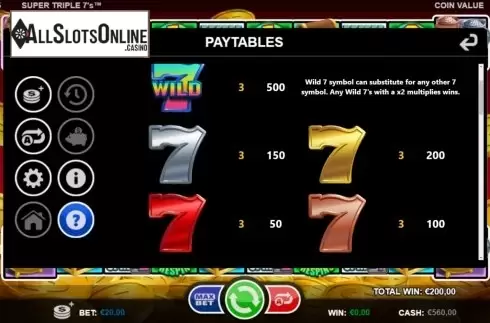 Symbols. Super Triple 7's from Betsson Group