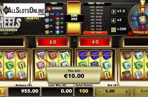 Win Screen. Super Wheels Progressive from Air Dice