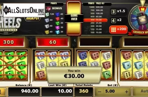 Win Screen 3. Super Wheels Progressive from Air Dice
