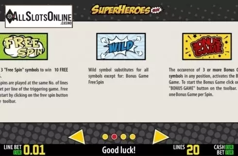 Paytable 2. SuperHeroes HD from World Match