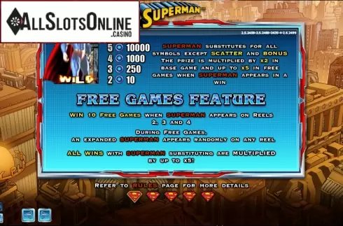 Paytable 1. Superman (NextGen) from NextGen