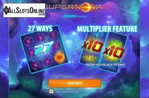 Game features. Supernova from Quickspin
