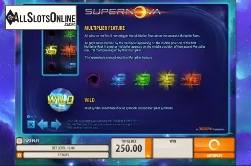 Paytable 1. Supernova from Quickspin