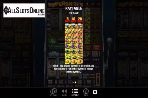 Paytable 2. Supershots from Leander Games
