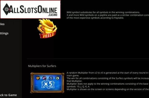 Paytable 2. Surf Zone from Evoplay Entertainment