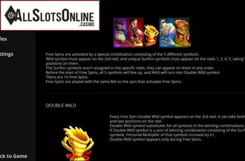 Paytable 3. Surf Zone from Evoplay Entertainment