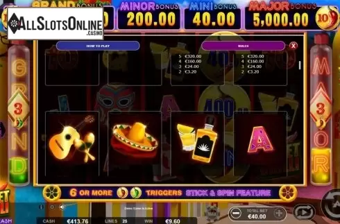 Paytable 3. Sweet Chilli: Electric Cash from Ainsworth