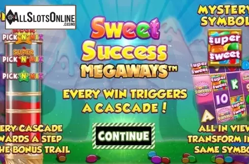 Start Screen. Sweet Success Megaways from Blueprint