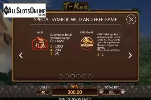 Paytable 3. T-Rex (Dragoon Soft) from Dragoon Soft