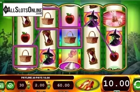 Win screen. THE WIZARD OF OZ Ruby Slippers from WMS