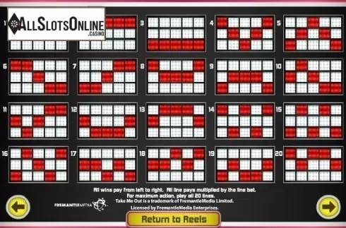 Paytable 3. Take Me Out Date Night from Gamesys