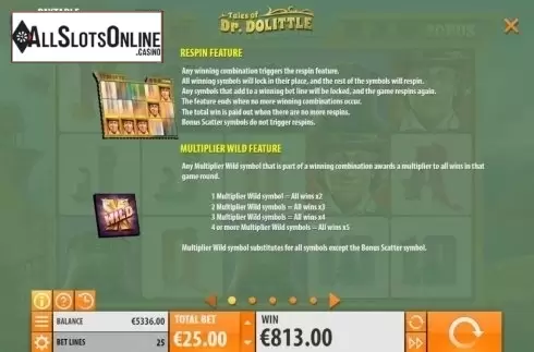 Respin Feature. Tales of Dr. Dolittle from Quickspin