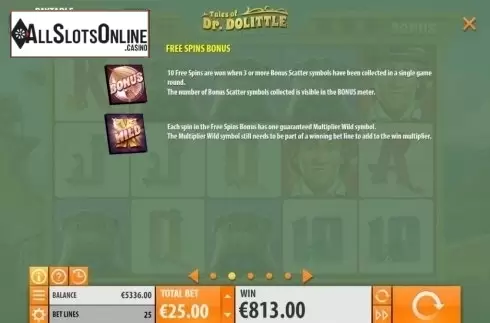 Free Spins Bonus. Tales of Dr. Dolittle from Quickspin