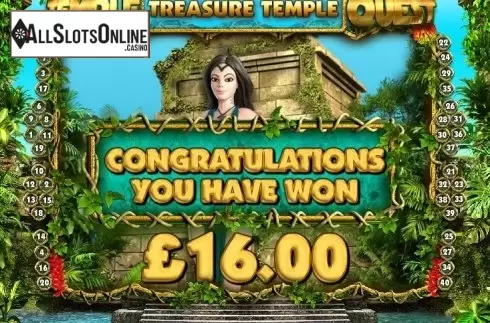 Win presentation. Temple Quest from Big Time Gaming