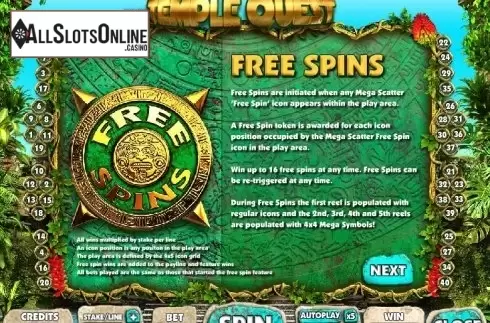 Paytable 3. Temple Quest from Big Time Gaming