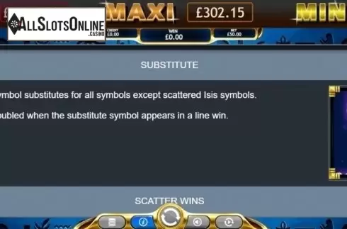 Substitute. Temple of Ausar Jackpot from Eyecon