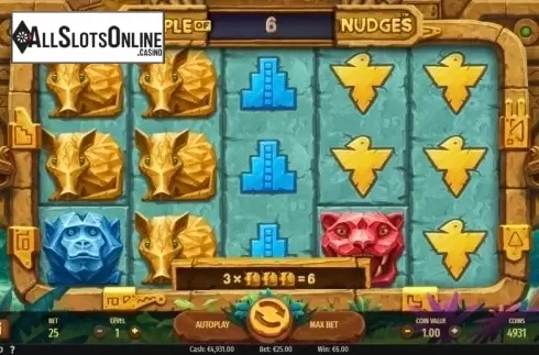Win Screen. Temple of Nudges from NetEnt