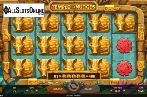 Win Screen. Temple of Nudges from NetEnt