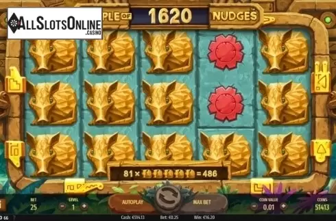 Win Screen. Temple of Nudges from NetEnt