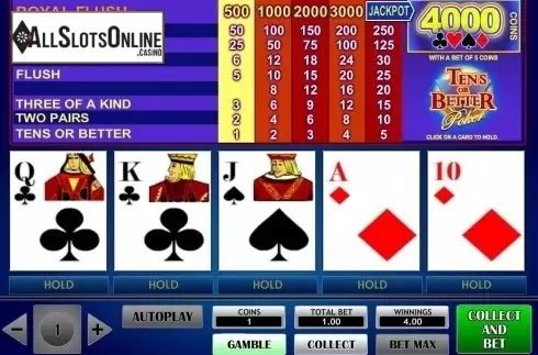 Game Screen. Tens or Better Poker (iSoftBet) from iSoftBet