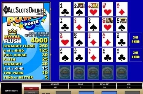 Game Screen. Tens or Better Power Poker from Microgaming