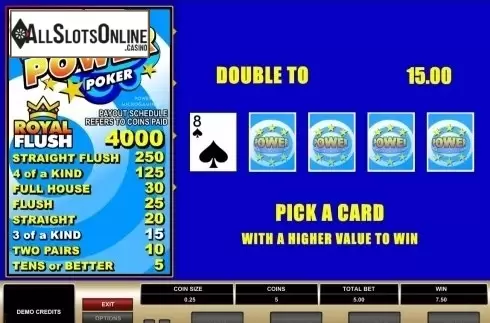 Game Screen. Tens or Better Power Poker from Microgaming