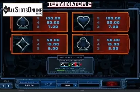 Screen6. Terminator 2 from Microgaming