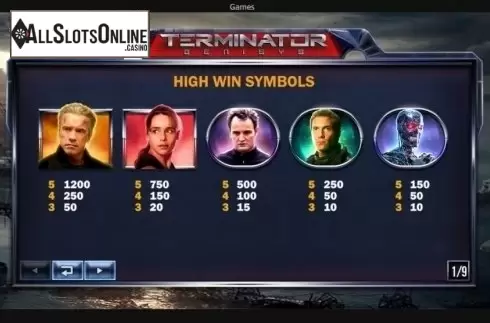 Paytable 1. Terminator Genisys from Playtech